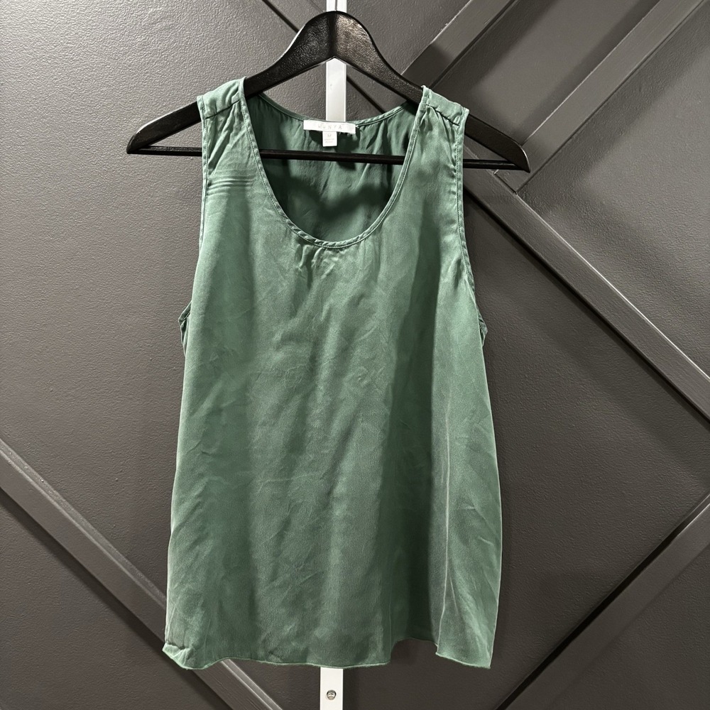 Lunya Silk Scoop Neck Tank Top Size M Sage Green Sleeveless Sleepwear